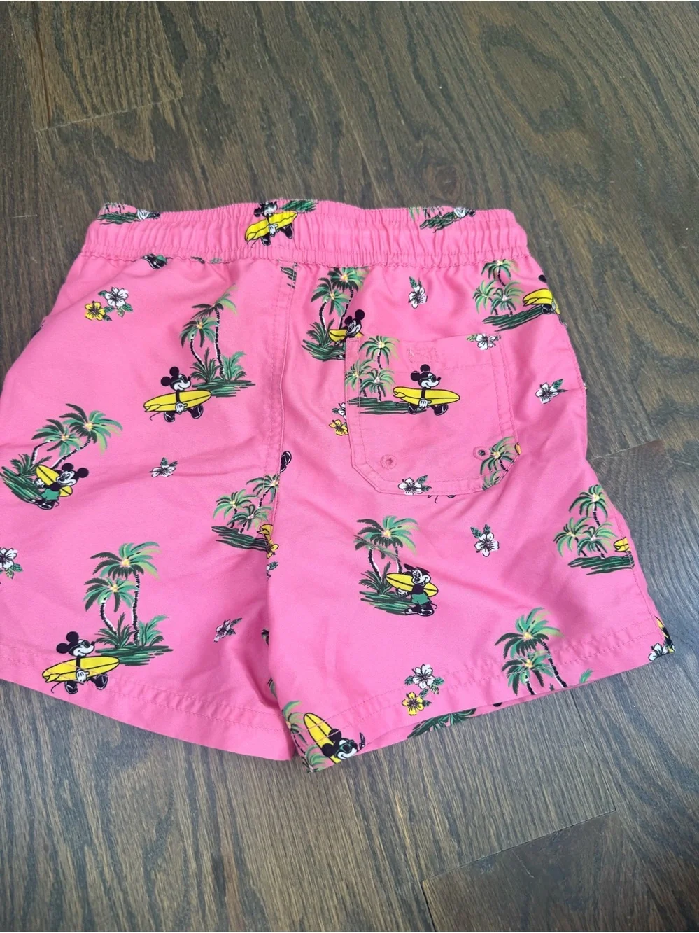 Janie and Jack Disney Kids Pink Swim Trunks with Tropical Print